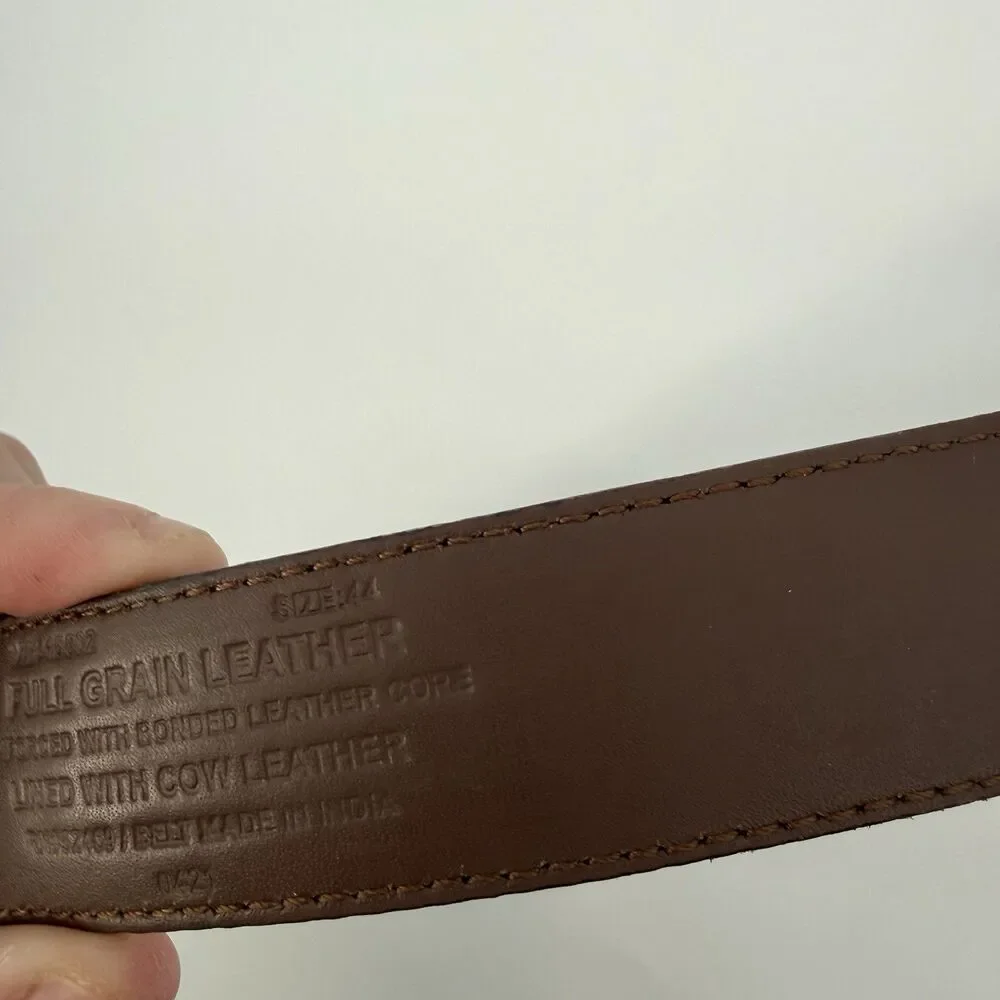Unbranded Black Leather Mens Classic Belt Size 44 Silver Tone